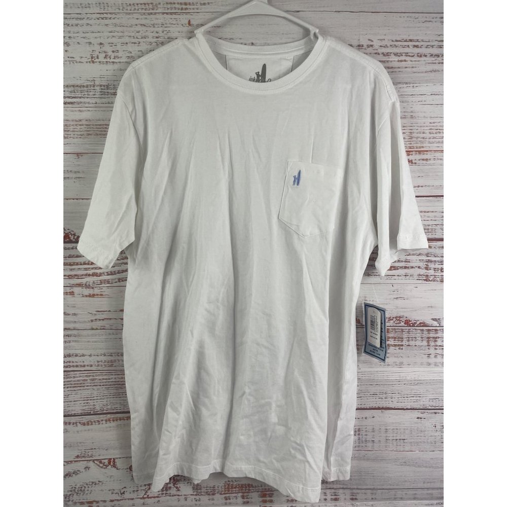 Johnnie-O White Cotton Surfer T-Shirt Sz Medium M $42 NWT